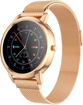 Bol.com HOCO Y8 Smartwatch - Gouden dames sporthorloge met rond display - Beschikt over o.a. hartslagmeter stappenteller saturat... aanbieding