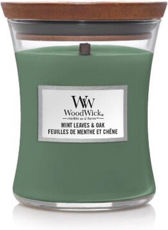 WoodWick - Bougie Medium Feuilles de Menthe & Chêne