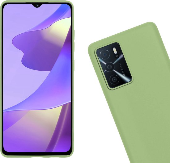 Coque OPPO A16 avec protection d'écran - Coque OPPO A16 Siliconen Vert - Coque OPPO A16 avec protection d'écran