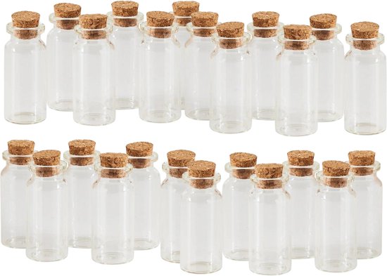 Behandeling betekenis scherm 3BMT Kleine Glazen Mini Flesjes met Kurk - 10 ml - Set van 24 Lege Glas  Flesjes | bol.com