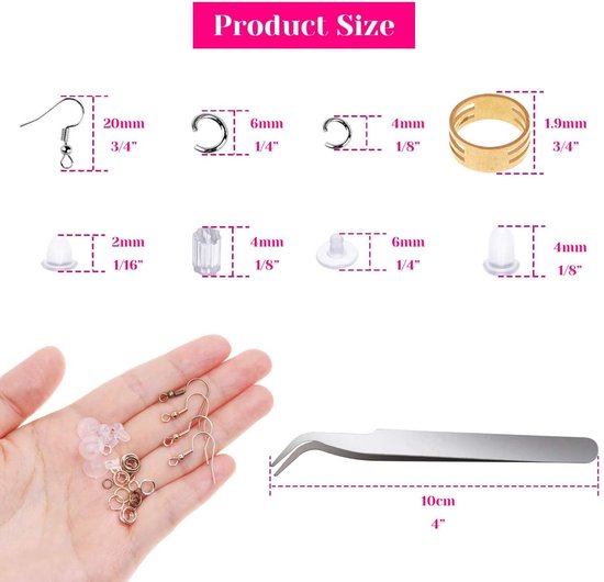 Oorbelpalen voor het maken van sieraden, 400 stuks metalen oorbelruggen en -palen, platte pad, oorbellen, oorbellen, oorbellen maken kit voor doe-het-zelf ambachten, sieradenbenodigdheden (4/5/6/8 mm