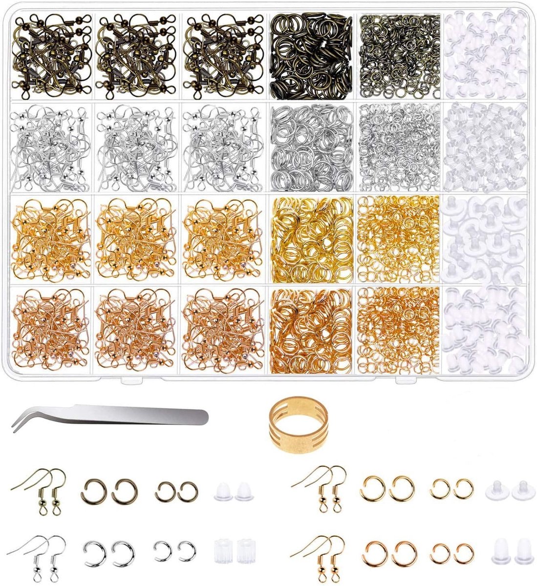 TUPARKA Kit om Oorbellen te Maken, 2300 Stuks, Benodigdheden om Sieraden te Maken, Inclusief