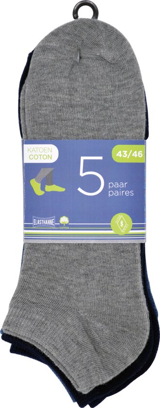 10 PAAR heren fitness sokken - katoen - 40/46 - grijs & blauw