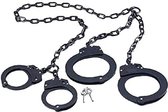 BDSM Bondage Play Zwart Massief Metalen Politie Handboeien Voetboeien Met Ketting