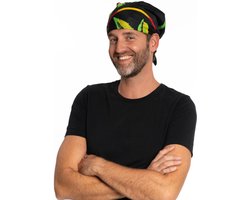 Partychimp Bandana Reggae Hoofdband Unisex Carnavalskleding Carnaval Accessoire - Zwart - Polyester