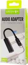 GREEN ON Splitter iphone adapter lightning audio jack 2in1 Audio + Opladen
