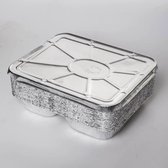 Aluminiumbakje 812 G tweedelig met aluminium deksel 100 Stuks | Menuschaal 2 vaks Aluminium | Prep meal | Fitness | Salade | Maaltijd | Take Away | Aluminium bakjes wegwerp | Aluminium bakjes met deksel | Aluminium wegwerp bakjes