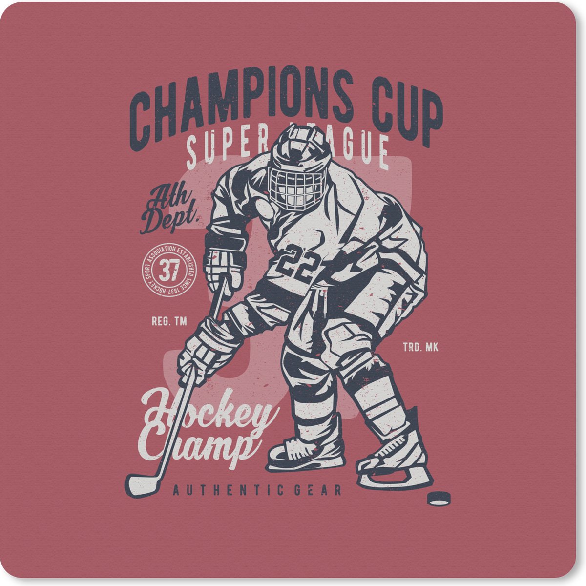 Muismat 20x20 cm - Mousepad IJshockey - Schaatsen - Vintage - Muismatten
