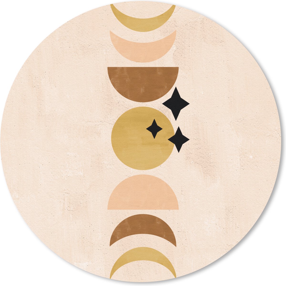 Muismat rond 40x40 cm - Mousepad Maan - Ruimte - Pastel - Bohemian - Ronde muismatten