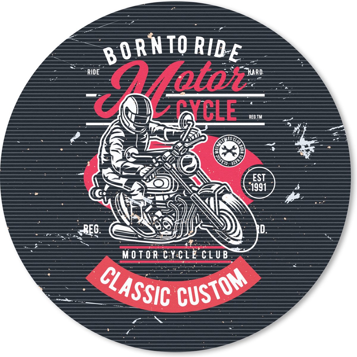 Muismat rond 20x20 cm - Mousepad Mancave - Motor - Voertuigen - Vintage - Ronde muismatten