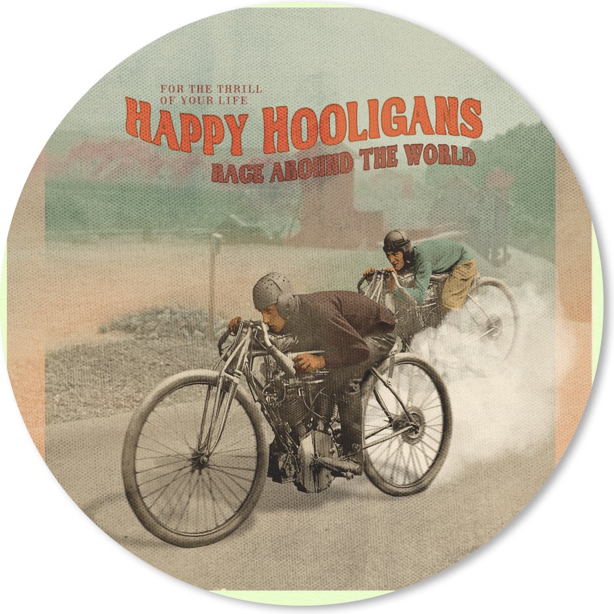 Muismat rond 20x20 cm - Mousepad Mancave - Motor - Wielen - Vintage - Ronde muismatten