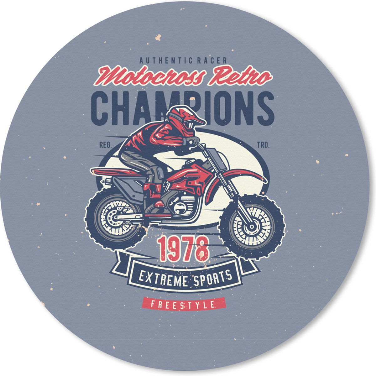Muismat rond 20x20 cm - Mousepad Mancave - Sport - Motorcross - Retro - Ronde muismatten