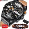 Curren - Horloge Heren - Cadeau voor Man - Horloges voor Mannen - 47 mm - Bruin Zwart