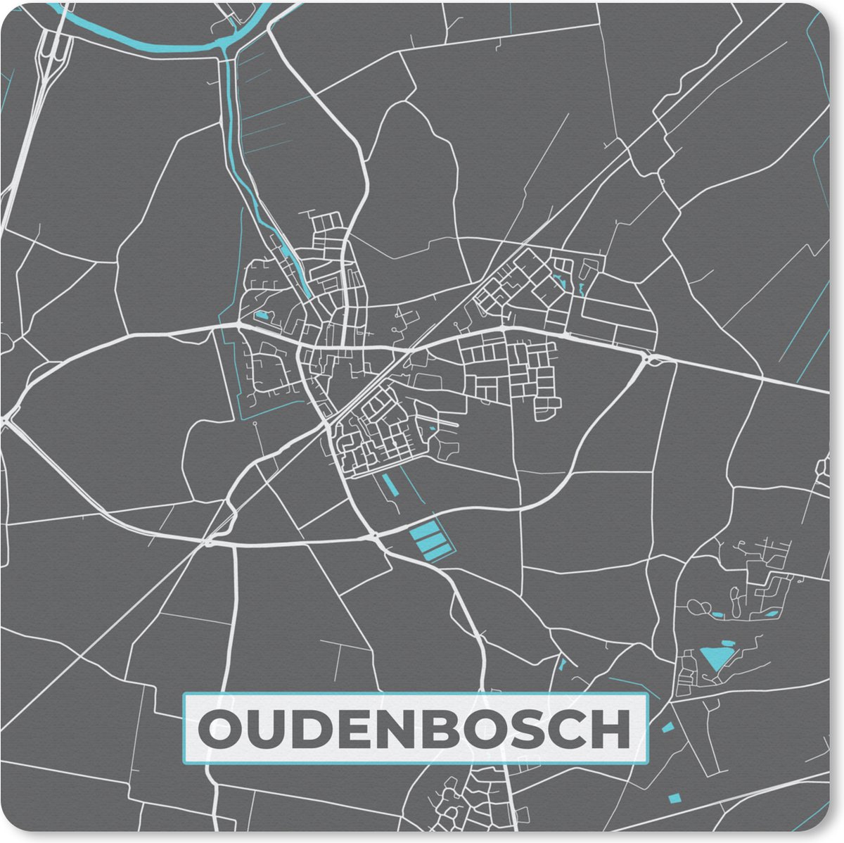 Muismat 20x20 cm - Mousepad Stadskaart - Plattegrond - Oudenbosch - Kaart - Muismatten - Stadskaart