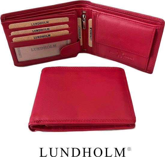 Lundholm Portefeuille femme rouge - portefeuille en cuir taille portefeuille - petit portefeuille femme - petit portefeuille - portefeuille femme rouge - cadeau pour femme - conseils cadeaux femme