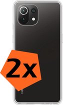 Hoesje Geschikt voor Xiaomi 11 Lite 5G NE Hoesje Siliconen Cover Case - Hoes Geschikt voor Xiaomi 11 Lite 5G NE Hoes Back Case - 2-PACK - Transparant