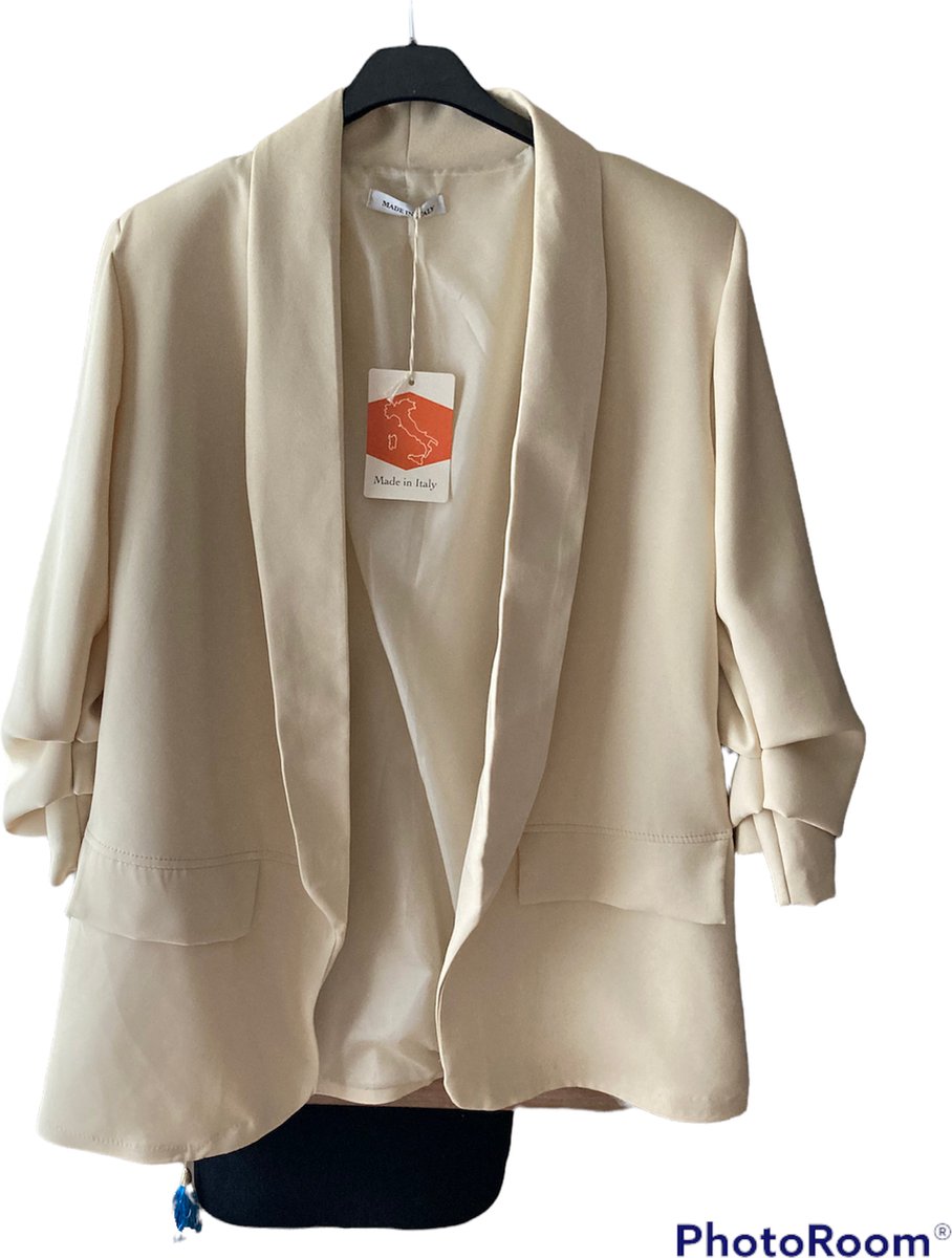 Blazer, beige, driekwart mouwen, maat L