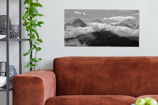 Tableau sur toile Vue sur l' Eiger suisse près des Alpes Berner - noir et blanc - 80x40 cm - Décoration murale