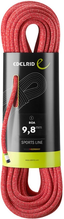 Corde D'Escalade EDELRID Boa 9.8mm - Simple, Thermo Shield, Longueurs 40-90m - Pour Escalade Sportive