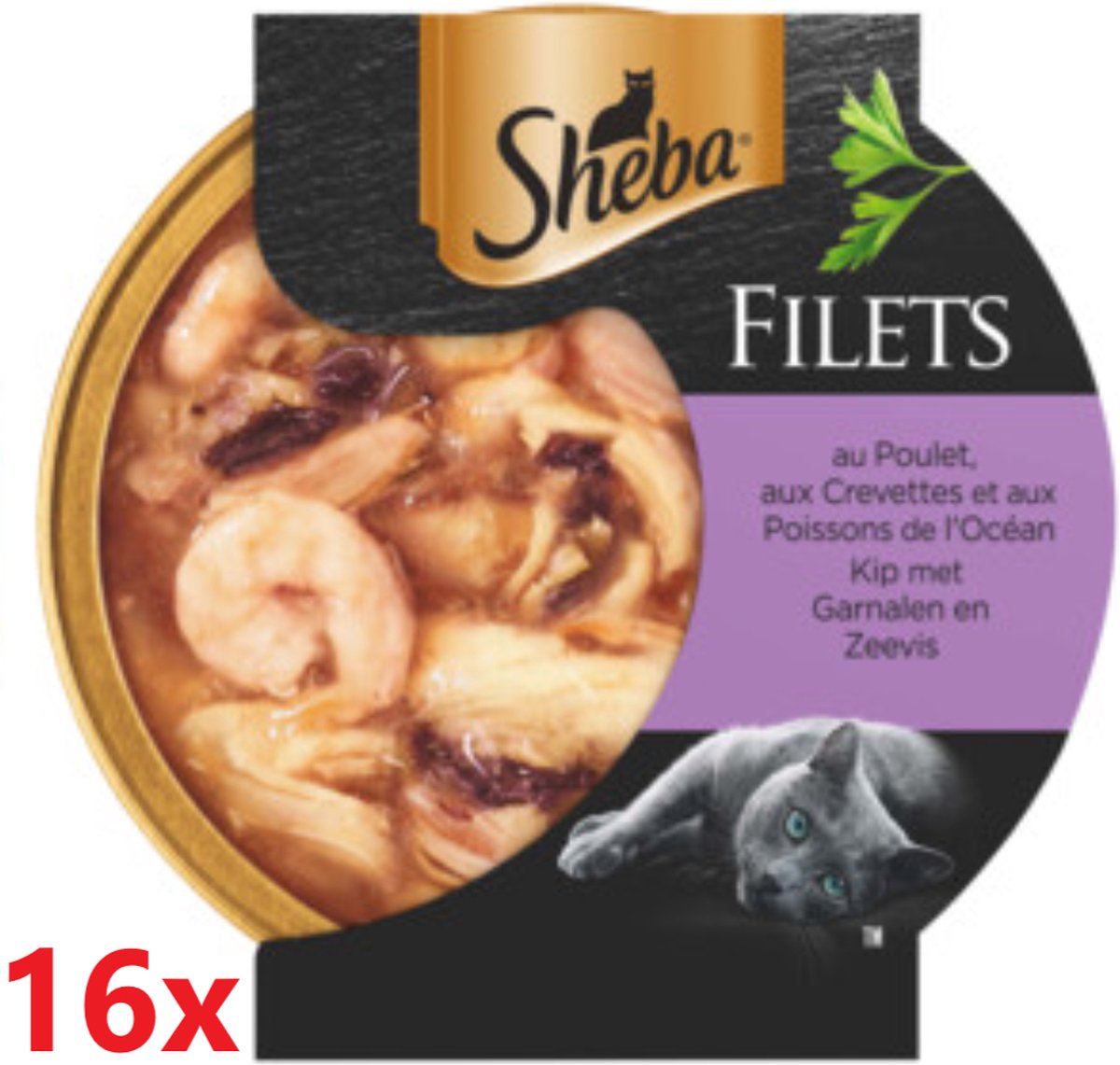 Sheba Sheba - Filets - Stukjes Kip,Garnaal & Oceaanvis in Saus - 16x60gr