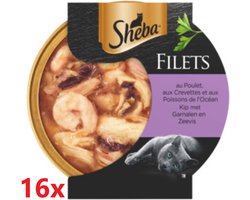 Sheba - Filets - Stukjes Kip,Garnaal & Oceaanvis in Saus - 16x60gr