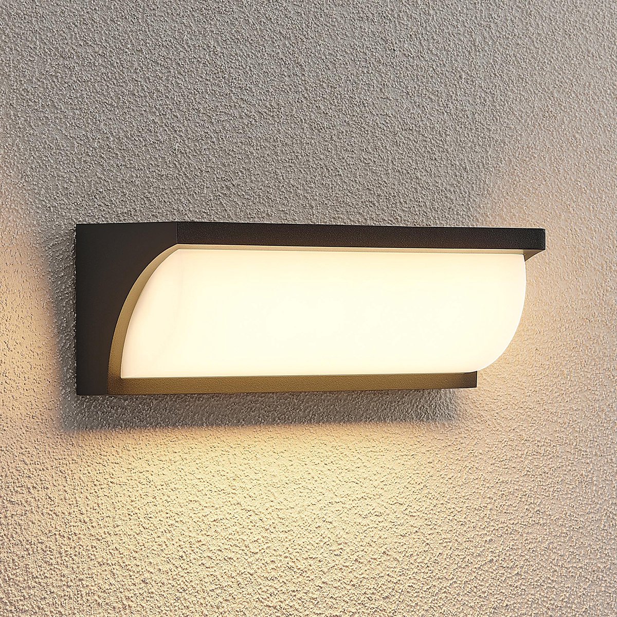Lucande LED wandlamp buiten 1licht Aluminium polycarbonaat H: 8.2 cm antraciet wit gesatineerd Inclusief lichtbron