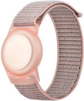 Airtag polsband - Armband - Geschikt voor airtag - Hoesje - Kinderen - Jongens - Meisjes - 17 cm - Siliconen - Nylon - roze