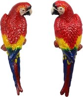 MadDeco - lot de 2 perroquets - ara - figurines en fonte - fixation murale - 35 cm de haut