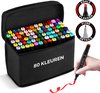 foto van Happy Goods - Twinmarkers - Dual Markers - Markeerstiften Tekenen - 80 stuks - inclusief opbergtas - Dual-tip Alcohol Markers - Stiften kinderen - Kleurstiften - Stiften voor volwassenen - Schrijfwaren - Permanent Markers