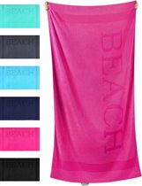 Bol.com Droomtextiel® Beach Strandlaken xxl 100x200 cm - Fuchsia - 100% Zacht Katoen - Sterke Kwaliteit aanbieding
