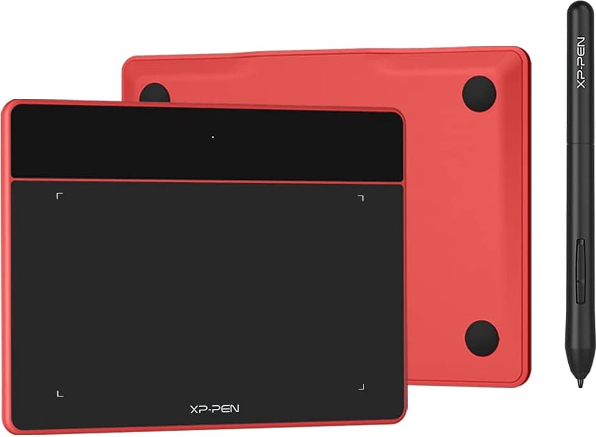 XPPen Deco Fun XS Tekentablet Formaat 4x3 inch Ideaal voor elektronische handtekeningen en afstandsonderwijs-rood