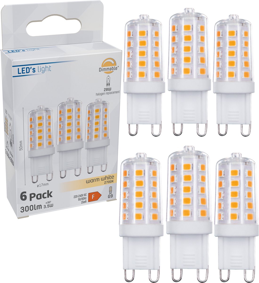 Ampoules LED ProDim G9 - Lumière blanche chaude à intensité variable -  220-240V - 3,5W
