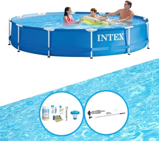 tectake® Zwembad - Bovengronds zwembad - Complete set met pomp - Groot, rond zwembad - Eenvoudig te (de)monteren - Zwembad voor in de tuin - Groot