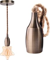 Hanglamp industrieel - Touwlamp - Aluminium - 1 Meter - Fitting E27 - Lampenkap metaal - Zilver