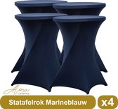 Statafelrok marineblauw 80 cm - per 4 - partytafel - Alora tafelrok voor statafel - Statafelhoes - Bruiloft - Cocktailparty - Stretch Rok - Set van 4