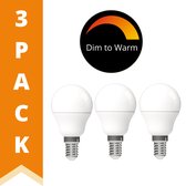 DimToWarm LED Lamp E14 - Bol - Dimbaar naar extra warm wit licht - 5W (40W) - 3 lampen