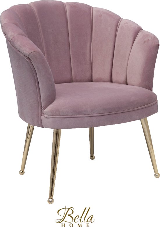 Fauteuil Luxe Coquille Velours Mila Rose