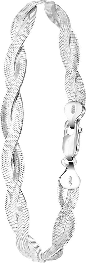 Lucardi Dames armband gedraaid - Echt Zilver - Armband - Cadeau - Moederdag - 19 cm - Zilverkleurig