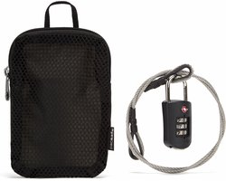 Pacsafe Prosafe 1000 TSA - Roestvrijstalen Kabel - Slot - Anti-diefstal - Inclusief Reisetui - Travel Sentry Combinatieslot - Roestvrijstaal - Zwart