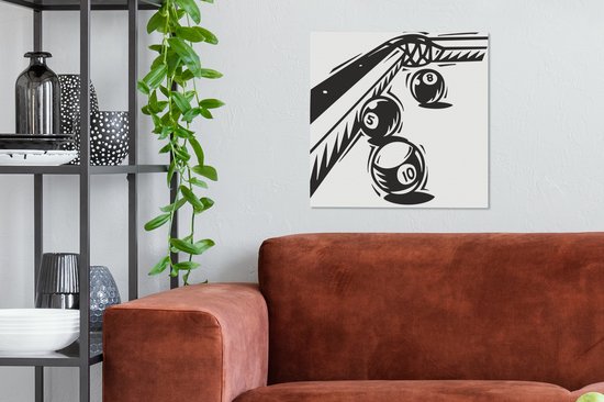 Une illustration de trois boules sur la table de billard sur toile 50x50 cm - Tirage photo sur toile (Décoration murale salon / chambre)