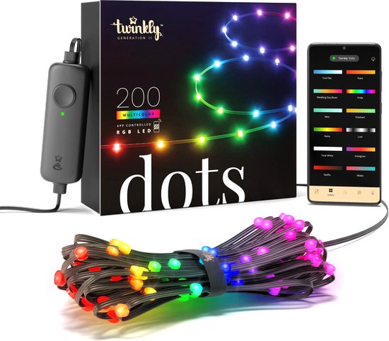 Twinkly Dots Flexibele LED Lichtsnoer - 10 Meter - Gekleurd Licht - Dimbaar - Binnen & Buiten - Verbind met Bluetooth of Wifi - Werkt met Homekit, Homey, Alexa, Google Home en Razer Chroma