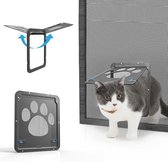 NOVOB® Kattenluik Hordeur (29 x 24cm) - Kattendeur vliegendeur - Hondenluik - Binnendeur - Ook geschikt voor kleine honden (+/- 15kg) | Zwart