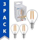 ProLong LED Filament Lamp E14 - Kogel Ø 4.5 cm - Transparant - 4.5W (40W) - Warm wit - 3 lampen