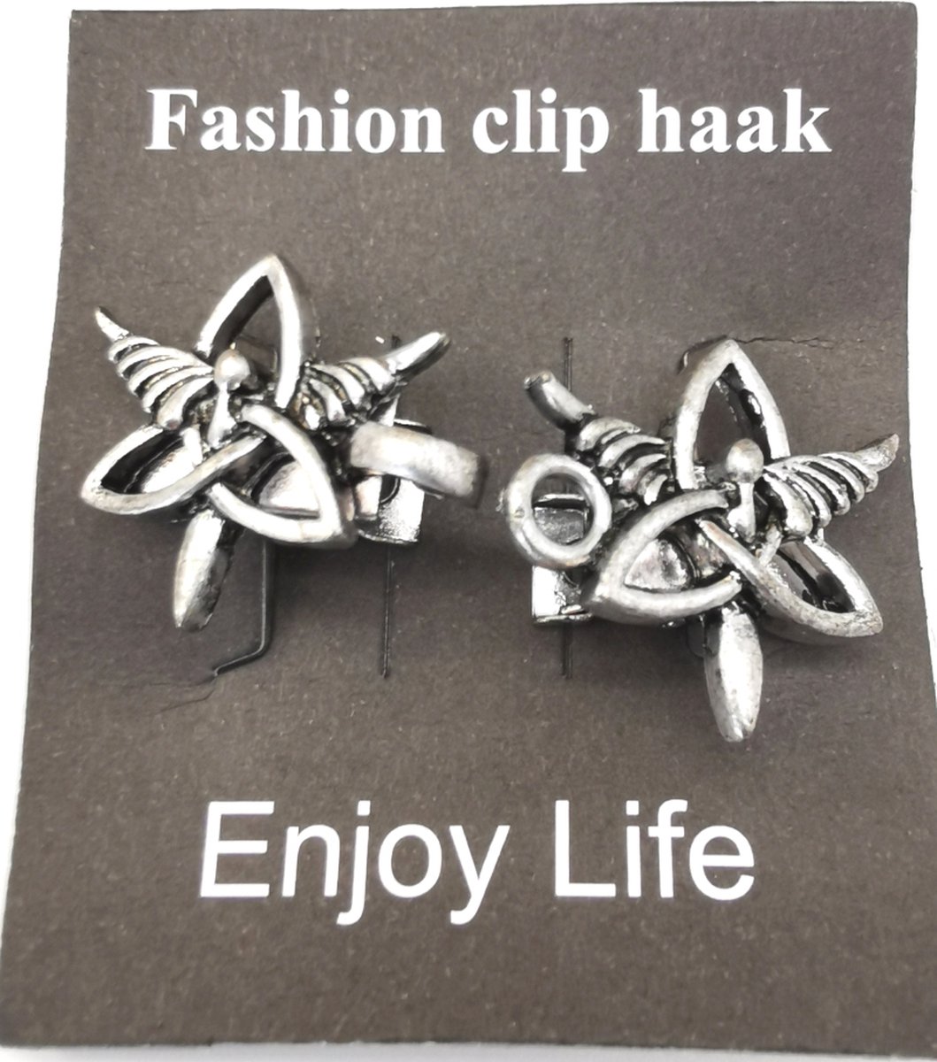 Vestsluiting - clip met haakje - symbool - Triquetra - Engel - voor - vest - sjaal - omslagdoek in kleur antiek zilver look.