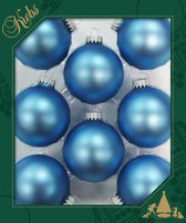Krebs Kerstballen - 8 stuks - velvet blauw - glas - 7 cm