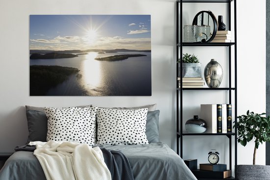 Le soleil brille sur le Loch Lomond en Ecosse Toile 120x80 cm - Tirage photo sur toile (Décoration murale salon / chambre)