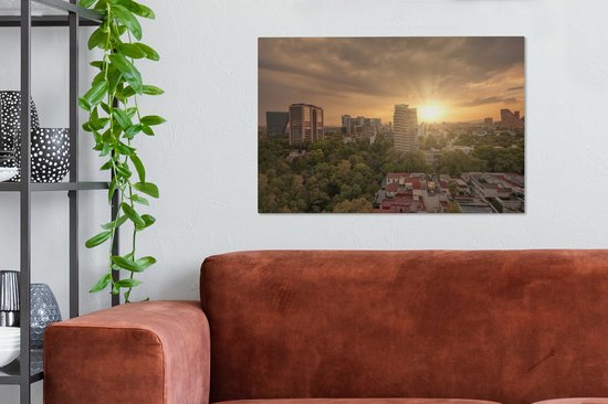 Canvas Schilderij Zonnestralen schijnen over Mexico-stad - 60x40 cm - Wanddecoratie