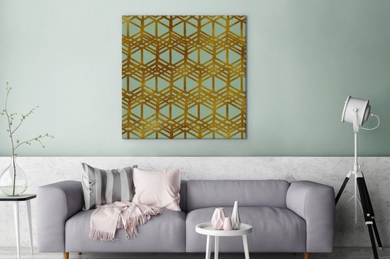 Canvas Schilderij Luxe - Goud - Patronen - 90x90 cm - Wanddecoratie