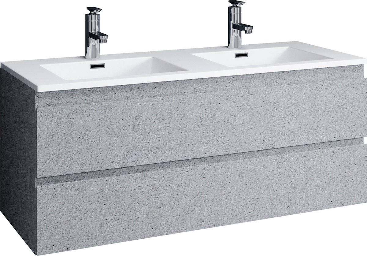 Badplaats Badkamermeubel Set Angela 120 cm - Steen Grijs - Badmeubel met Wastafel