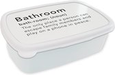 Broodtrommel Wit - Lunchbox - Brooddoos - Spreuken - Quotes - The only place a person can play on a phone in peace - Bathroom - Woordenboek - 18x12x6 cm - Volwassenen